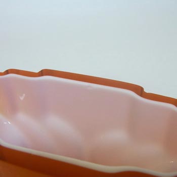 Alsterfors Orange Cased Glass Vase Signed "P. Ström 70"