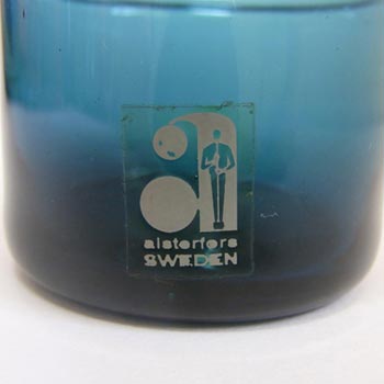 Alsterfors Scandinavian Blue Glass Tumbler - Labelled