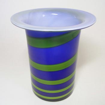 Alsterfors #S5122 Blue & Green Glass Vase Signed "P. Ström 69"