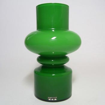 Alsterbro Green Cased Glass Hooped Vase by Gunnar Ander - Labelled