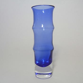 Aseda Swedish Blue Glass Bamboo 6\" Vase by Bo Borgstrom #B5/87