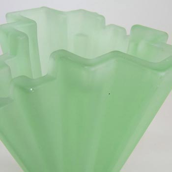 Bagley #334 Art Deco 6" Uranium Green Glass 'Grantham' Vase