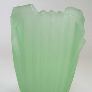 Bagley #3057 Art Deco 3.75" Uranium Green Glass 'Bedford' Vase