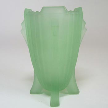 Bagley #3057 Art Deco 3.75" Uranium Green Glass 'Bedford' Vase