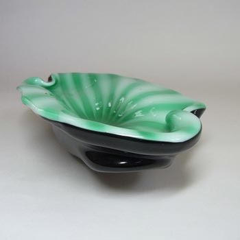 Murano Biomorphic Cased Green Glass Sculpture Bowl