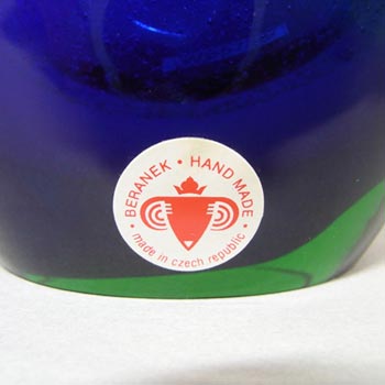 Beránek #7609 Czech Blue & Green Glass Vase by Frantisek Spinar