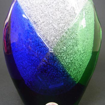 Beránek #7609 Czech Blue & Green Glass Vase by Frantisek Spinar