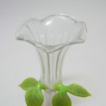 Bimini or Lauscha White & Grey Lampworked Glass Elephant Vase