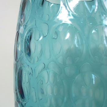 Borske Sklo Large 1950's Blue Glass Optical Olives Vase