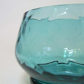 Borske Sklo 1950's Blue Glass Optical 'Olives' Bowl