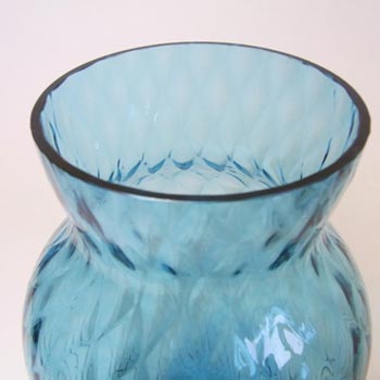 Borske Sklo 9" Blue Glass Optical 'Caro' Vase