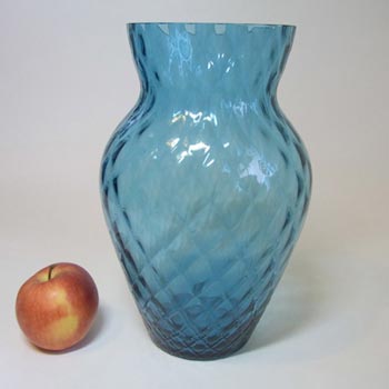 Borske Sklo 9" Blue Glass Optical 'Caro' Vase