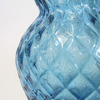 Borske Sklo 6" Blue Glass Optical 'Caro' Vase