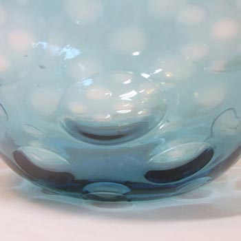 Large Borske Sklo Blue Glass Optical 'Olives' Vase