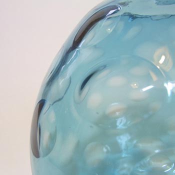 Large Borske Sklo Blue Glass Optical 'Olives' Vase
