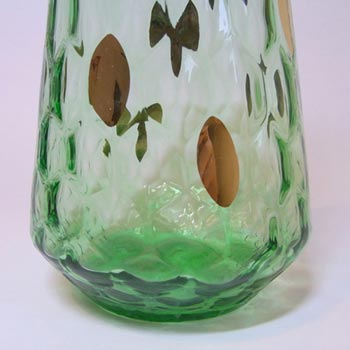 Borske Sklo 1950's Green Glass Optical 'Honeycomb' Vase