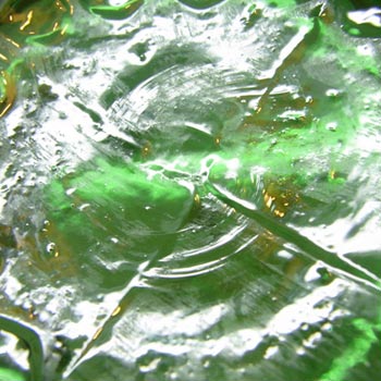 Borske Sklo 1950's Green Glass Optical 'Honeycomb' Vase