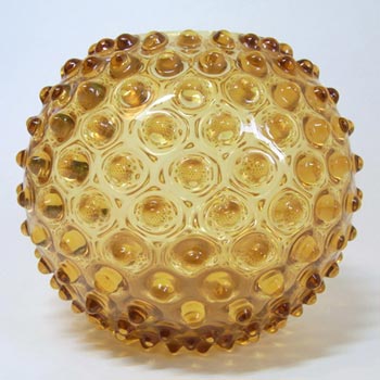 Borske Sklo 1950\'s Amber Glass Spherical \'Knobble\' Vase