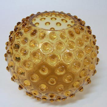 Borske Sklo 1950's Amber Glass Spherical 'Knobble' Vase