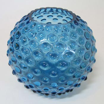 Borske Sklo 1950's Blue Glass Spherical 'Knobble' Vase