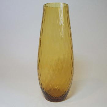 Borske Sklo 1950\'s Amber Glass Optical \'Caro\' Vase