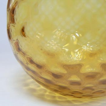 Borske Sklo 1950s Amber Glass Optical Ball Pattern Vase