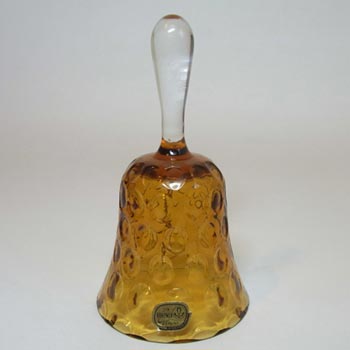 Borske Sklo 1950's Amber Glass Optical 'Olives' Bell
