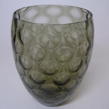 Borske Sklo 1950's Smoky Glass Optical 'Olives' Vase