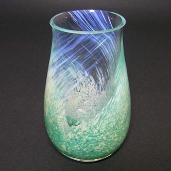 Caithness British Green + White Speckled Glass Vase