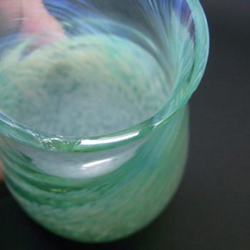 Caithness British Green + White Speckled Glass Vase