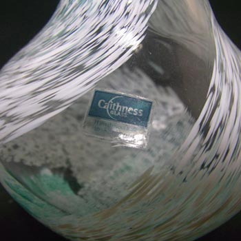 Caithness British Turquoise + White Speckled Glass Vase