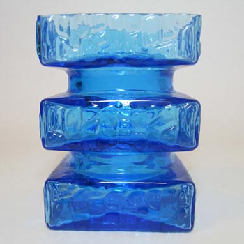 Carlo Moretti Textured Blue Murano Glass \'Hooped\' Vase