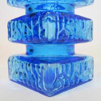 Carlo Moretti Textured Blue Murano Glass 'Hooped' Vase
