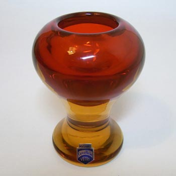 Cenedese Murano / Sommerso Glass Candlestick - Signed + Label