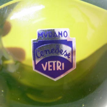 Cenedese Murano Labelled Uranium Green Glass Geode Bowl