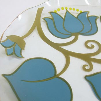 Chance Bros Turquoise Glass 'Lotus' Plate/Dish 1973