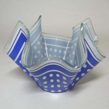 Chance Brothers Blue Glass 'Polka-dot' Handkerchief Vase