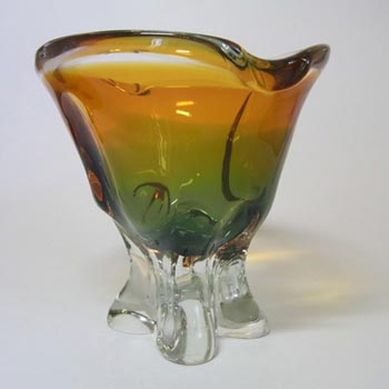 Chřibská #290/4/17 Czech Orange & Green Glass Vase