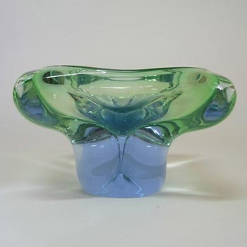 Chřibská #231 Czech Vintage Blue & Green Glass Ashtray Bowl