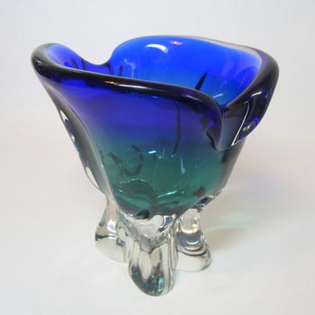Chribska Blue Glass Sculpture Vase by Josef Hospodka