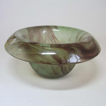 Davidson #34SD Art Deco Topaz-Briar Cloud Glass Bowl