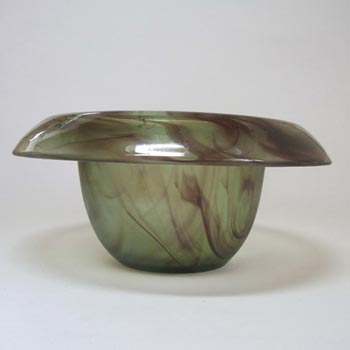 Davidson #34SD Art Deco Topaz-Briar Cloud Glass Bowl