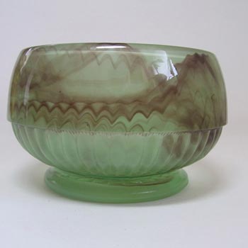 Davidson #10/1910 Art Deco Topaz-Briar Cloud Glass Bowl