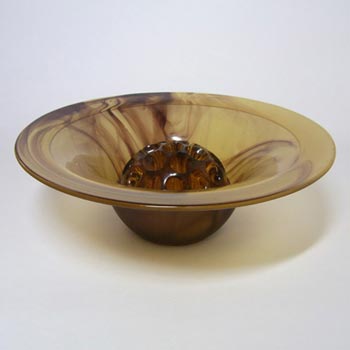 Davidson #34SLF Art Deco Amber Cloud Glass Flower Bowl