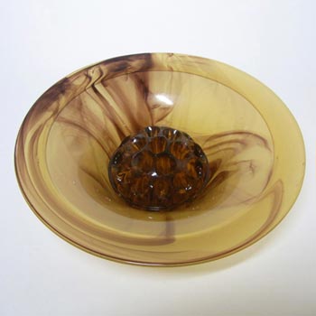 Davidson #34SLF Art Deco Amber Cloud Glass Flower Bowl