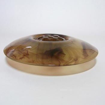 Davidson #204D British Art Deco Amber Cloud Glass Posy Bowl