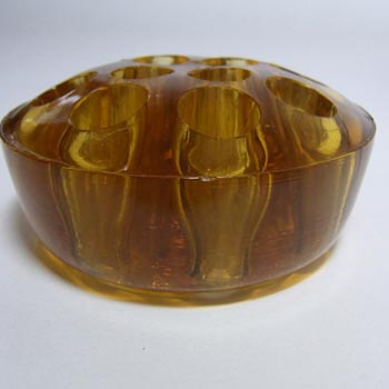 Davidson #204D British Art Deco Amber Cloud Glass Posy Bowl