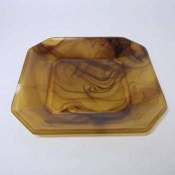 Davidson #280 British Art Deco Amber Cloud Glass Plate
