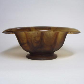 Davidson #S/696D Art Deco Amber Cloud Glass Flower Bowl Set