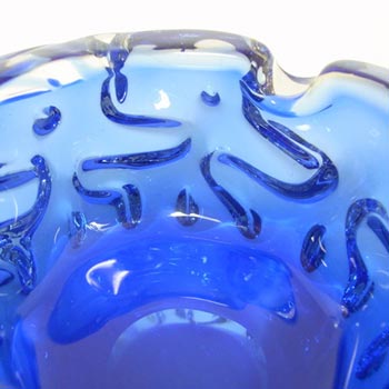 Crystalex/Bor Czech Blue Glass Bowl by Pavel Hlava 1968